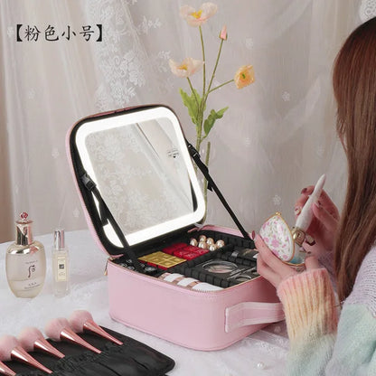 Travel Makeup Bag with Mirror of LED Lighted