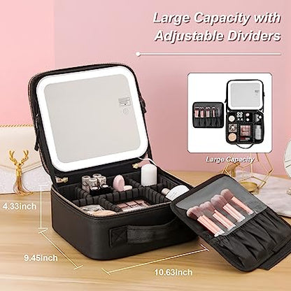 Travel Makeup Bag with Mirror of LED Lighted