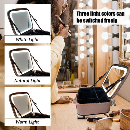 Travel Makeup Bag with Mirror of LED Lighted