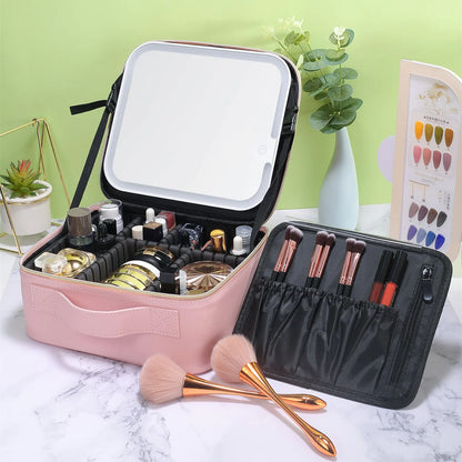 Travel Makeup Bag with Mirror of LED Lighted